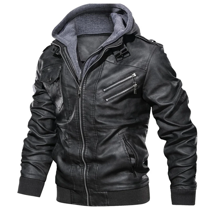 Jacob | Leather Jacket with Hood for Men