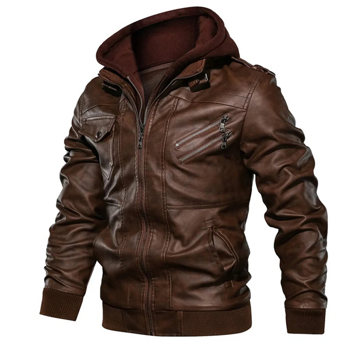 Jacob | Leather Jacket with Hood for Men