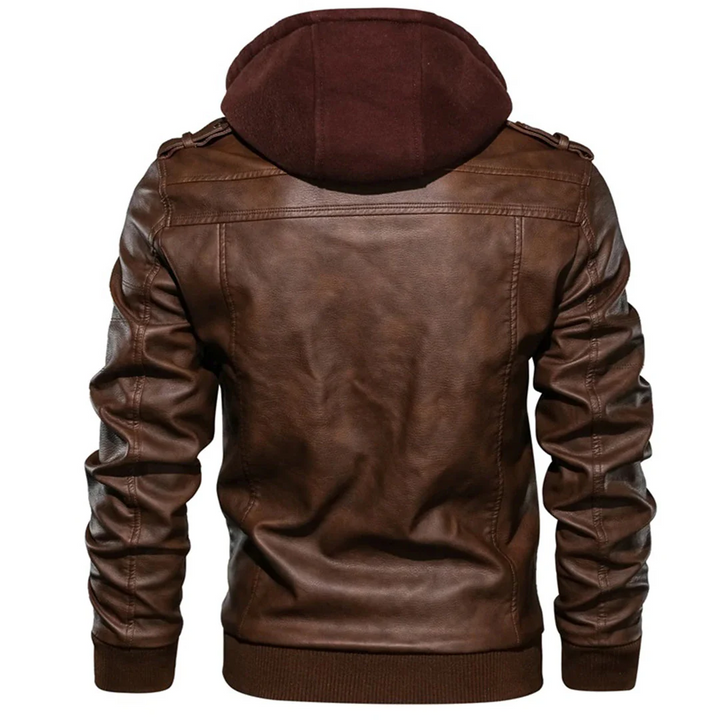 Jacob | Leather Jacket with Hood for Men