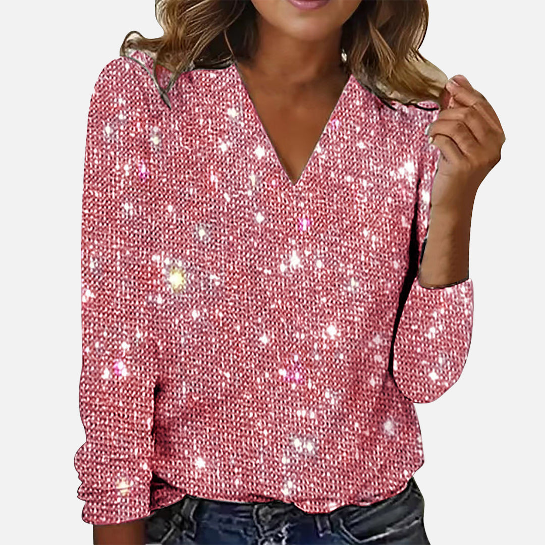 Ruby | V-Neck Diamond Patterned Blouse