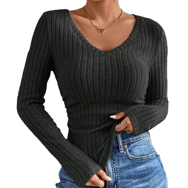 Leyla Top | Stylish Ribbed V-Neck for Woman