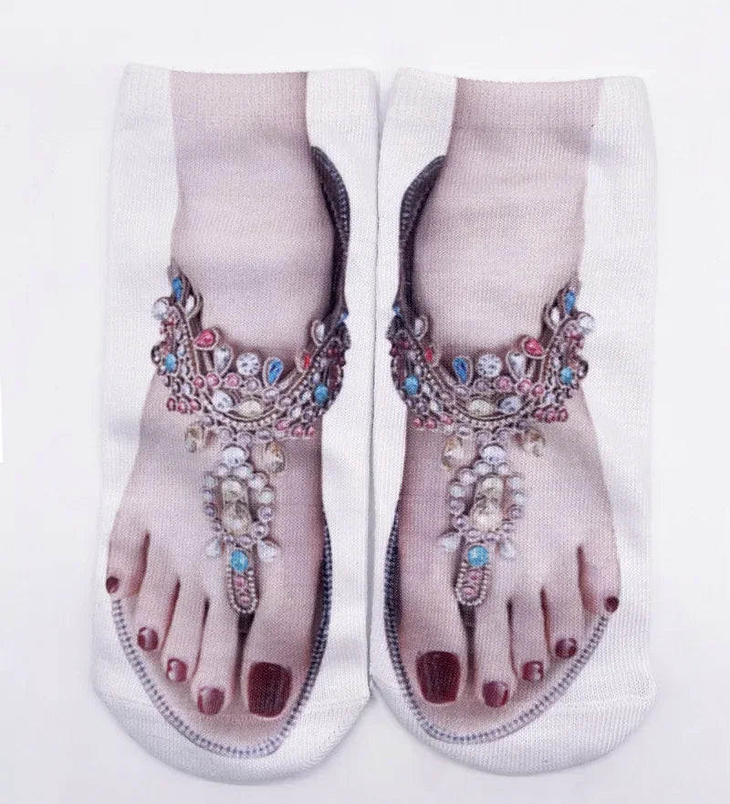 Ditto | Women Manicure Print Flip Flop Socks