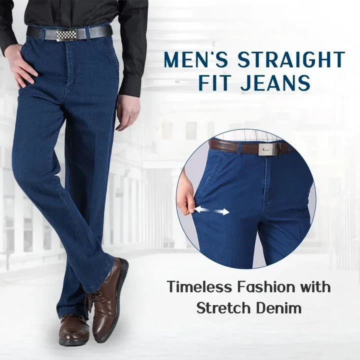 Peter | Men's High Waist Straight Fit Stretch Jeans