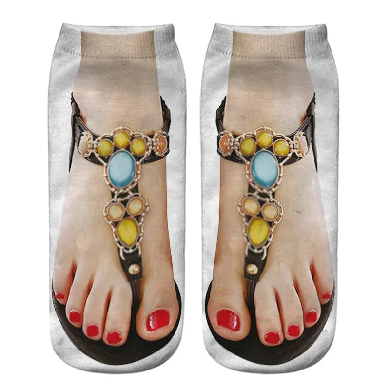 Ditto | Women Manicure Print Flip Flop Socks