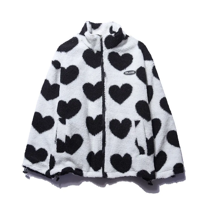 Lory | Reversible Heart Patterned Fleece Jacket