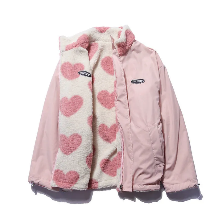 Lory | Reversible Heart Patterned Fleece Jacket