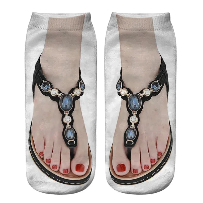 Ditto | Women Manicure Print Flip Flop Socks