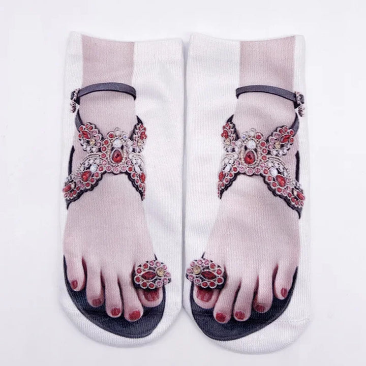 Ditto | Women Manicure Print Flip Flop Socks