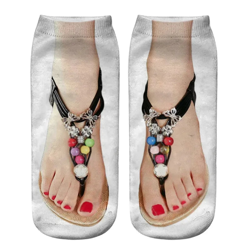 Ditto | Women Manicure Print Flip Flop Socks